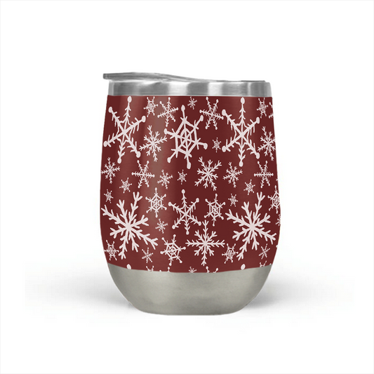 Winter Snowflakes in Red - Stemless Wine Tumbler