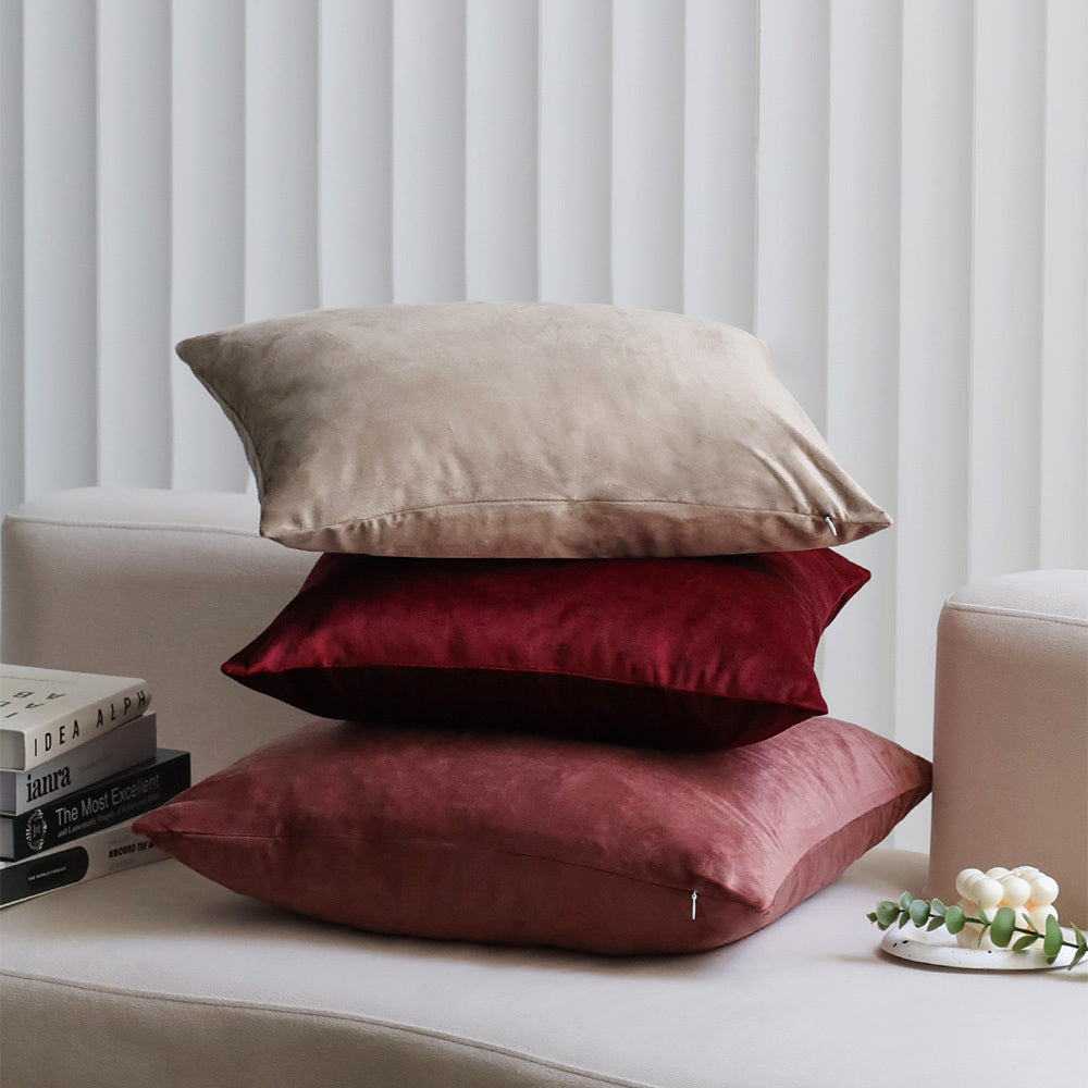 Crimson Harmony Velvet Throw Pillows - Set of 3 - inserts included