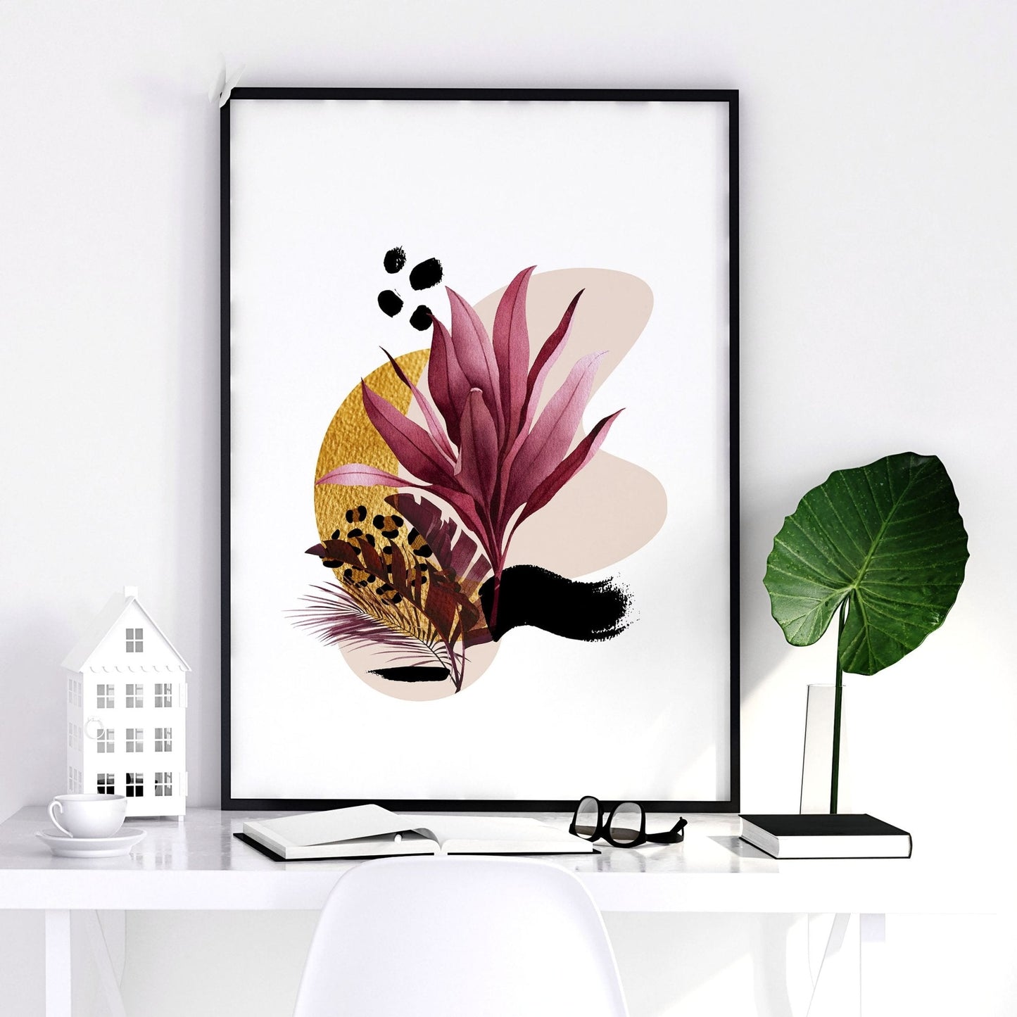 "Crimson Tropica" Triptych Wall Art Set of 3