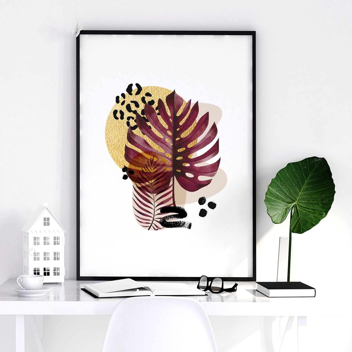 "Crimson Tropica" Triptych Wall Art Set of 3