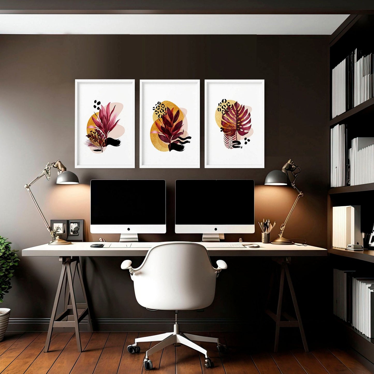 "Crimson Tropica" Triptych Wall Art Set of 3
