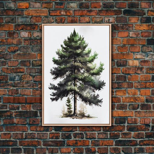 Verdant Sentinel Watercolor Wall Art - Framed Canvas Print