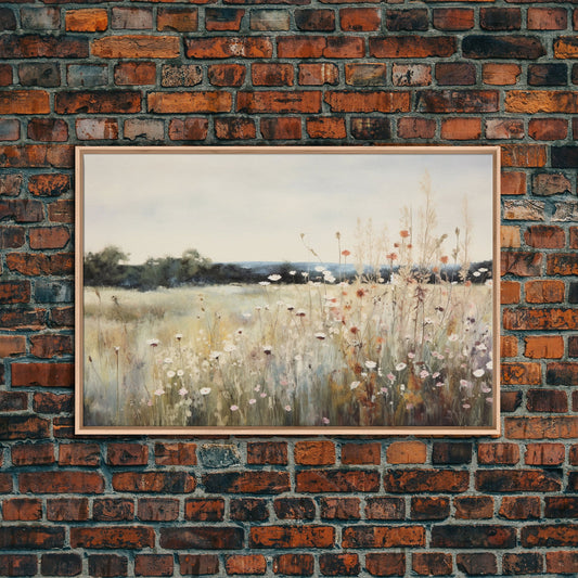 Wildflower Fields I - Framed Oil Painting Canvas Print