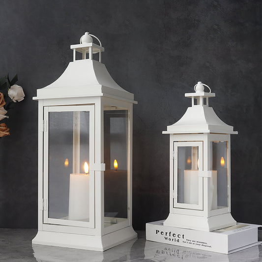 White Outdoor Candle Lantern - Set of 2
