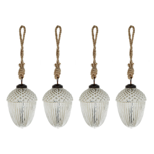 Glass Acorn Ornaments - Set of 4