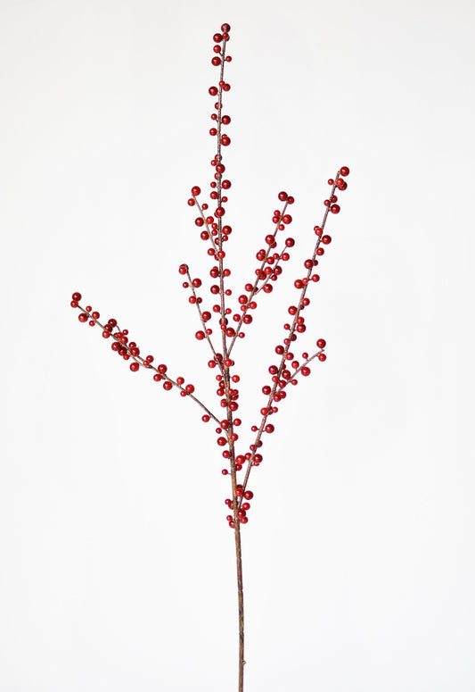 Faux Outdoor Red Berry Stem - 36"