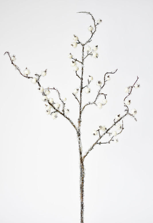 Faux Iced White Berry Stem - 29"