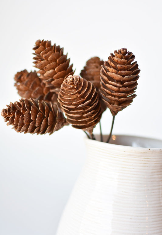 Faux Pinecone Stem Bundle - 10"