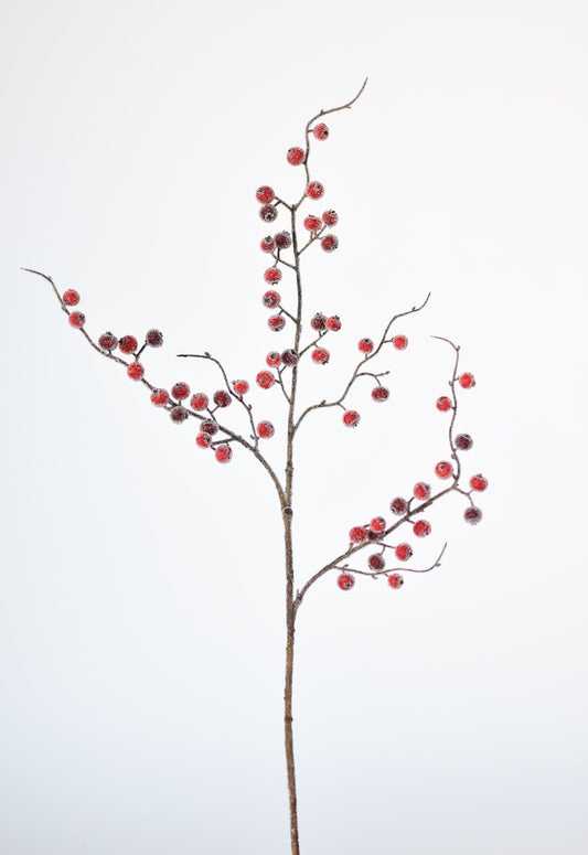 Faux Red Sugar Berry Spray Stem - 29"