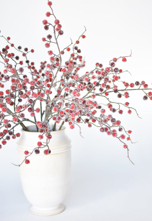 Faux Red Sugar Berry Spray Stem - 29"