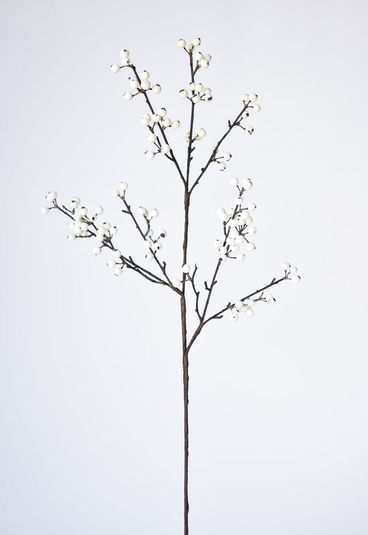 Faux White Berry Branch Stem - 33"