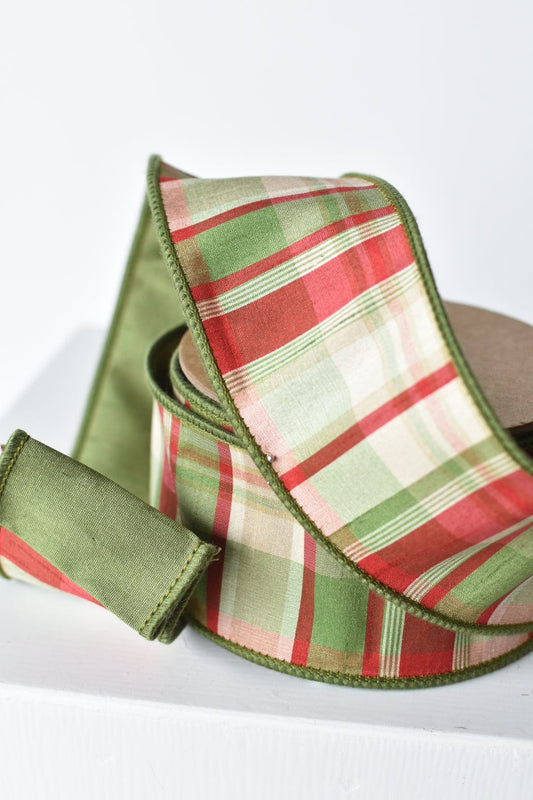 Elegant Festive Plaid Dupioni Silk Ribbon