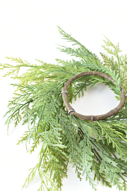 Faux Cedar Candle Ring (Fits up to a 3" Pillar Candle) - 14"
