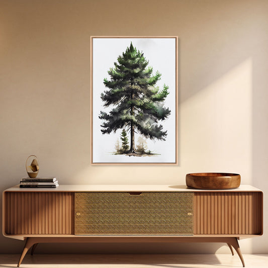 Verdant Sentinel Watercolor Wall Art - Framed Canvas Print