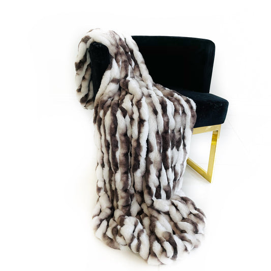Snow Chinchilla Faux Fur Luxury Throw Blanket