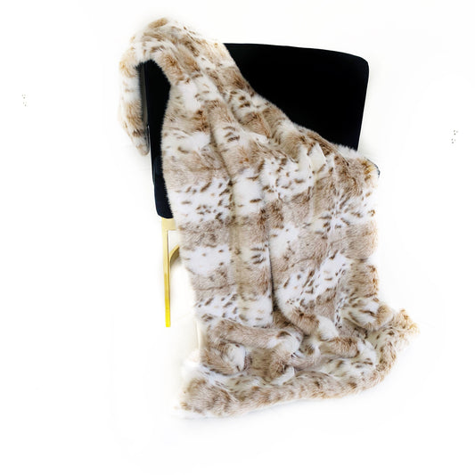 Beige Leopard Faux Fur Luxury Throw Blanket