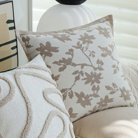Jacquard Floral Chenille Throw Pillow, 18" x18", cover and insert