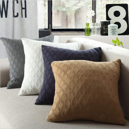 Curated Diamond Knit Throw Pillow - 18"x18" (with insert)