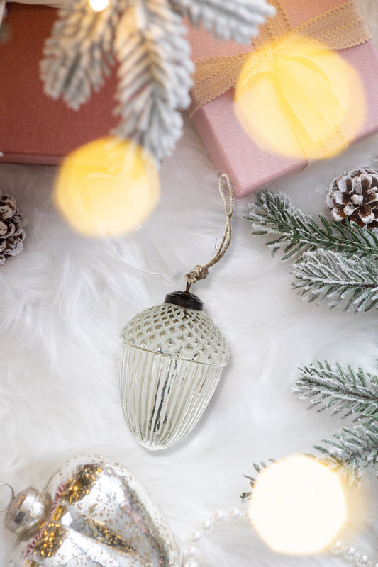 Glass Acorn Ornaments - Set of 4