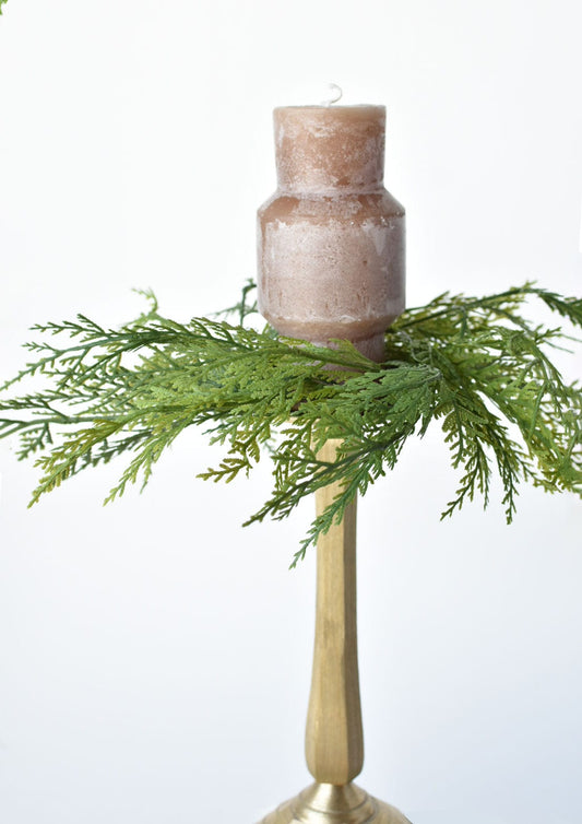 Faux Cedar Candle Ring (Fits up to a 3" Pillar Candle) - 14"