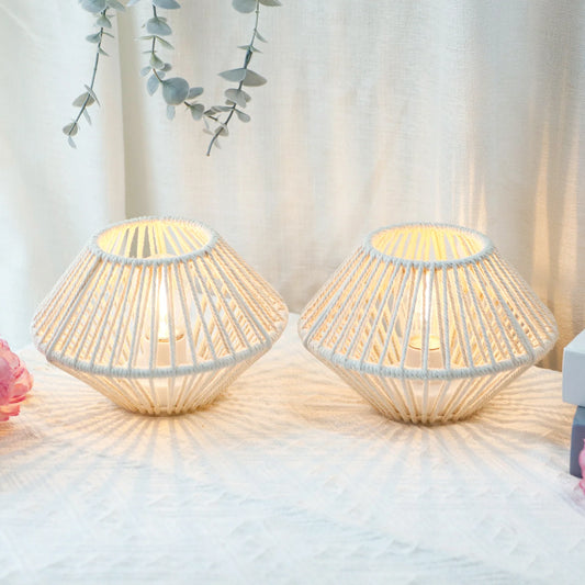 Boho Woven Cotton Rope Table Lamps - Set of 2