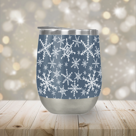 Blue Snowflakes - Stemless Wine Tumbler