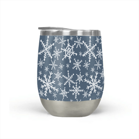 Blue Snowflakes - Stemless Wine Tumbler