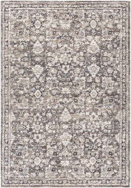 Talihina Brown Luxe Damask Area Rug