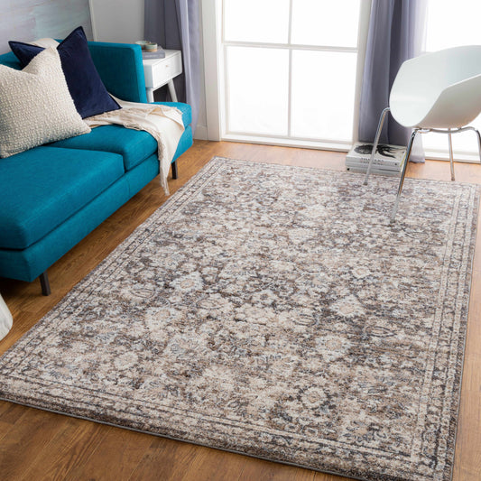 Talihina Brown Luxe Damask Area Rug